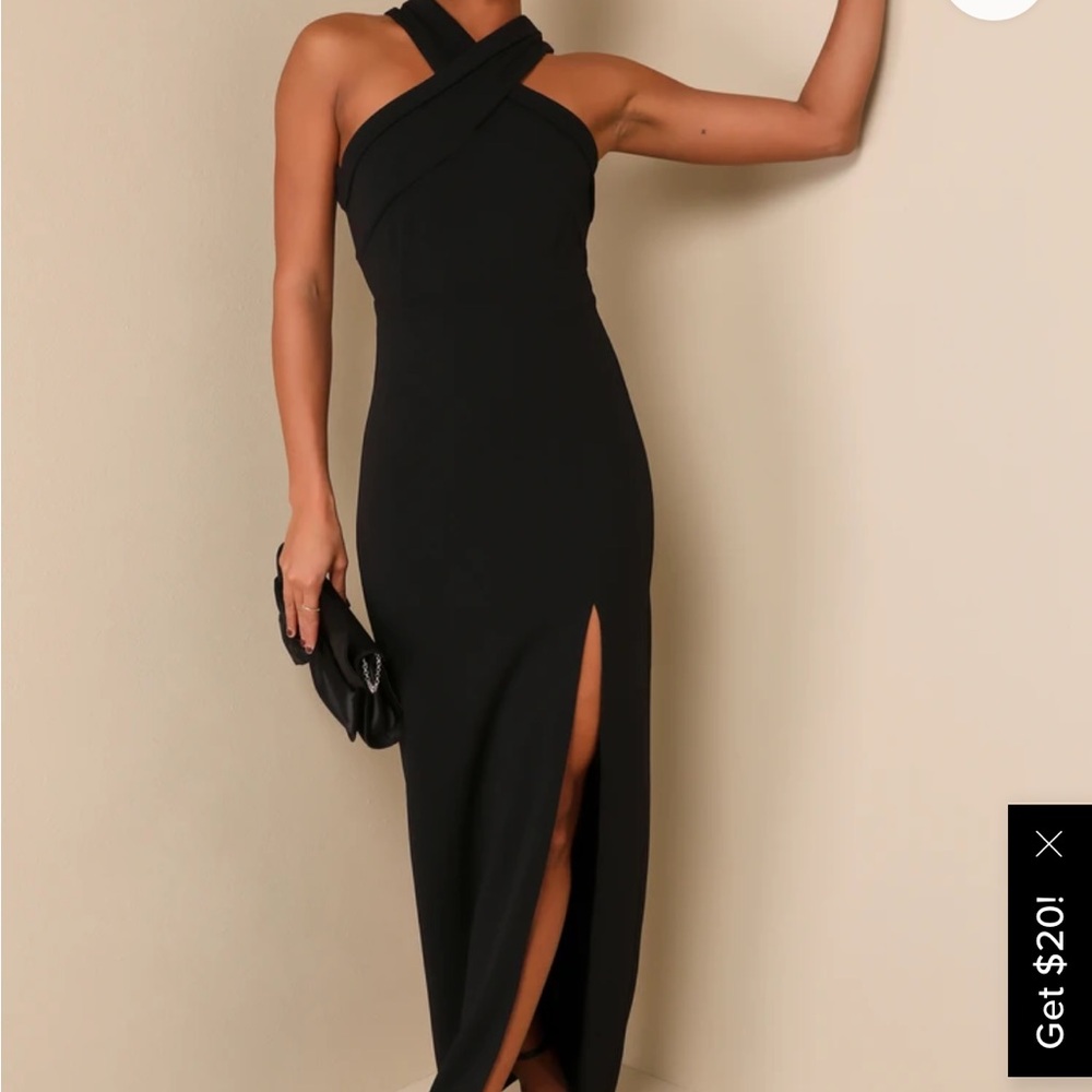 Head to Cocktail Hour Black Halter Neck Maxi Dress
